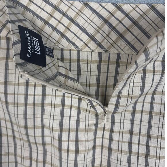 Emanuel Ungaro Linen Blend Plaid Mini Skirt Size 12 Designer Preppy Minimalism - Picture 6 of 7